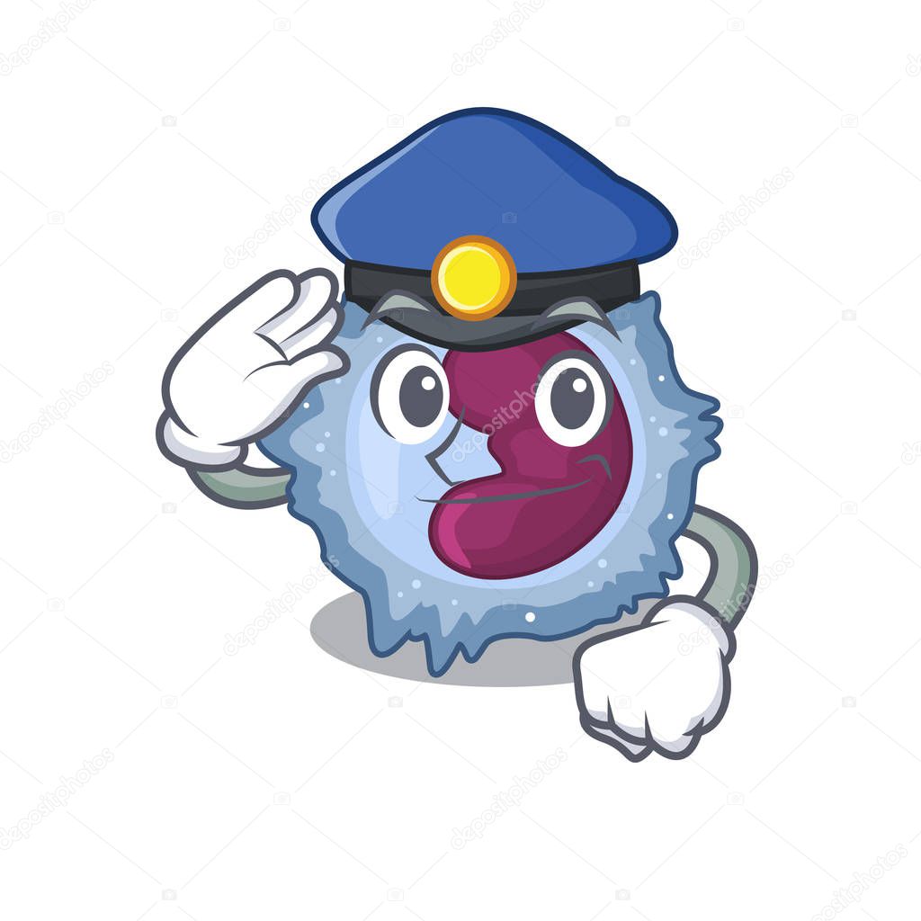 Monocyte cell Cartoon mascot performed as a Police officer