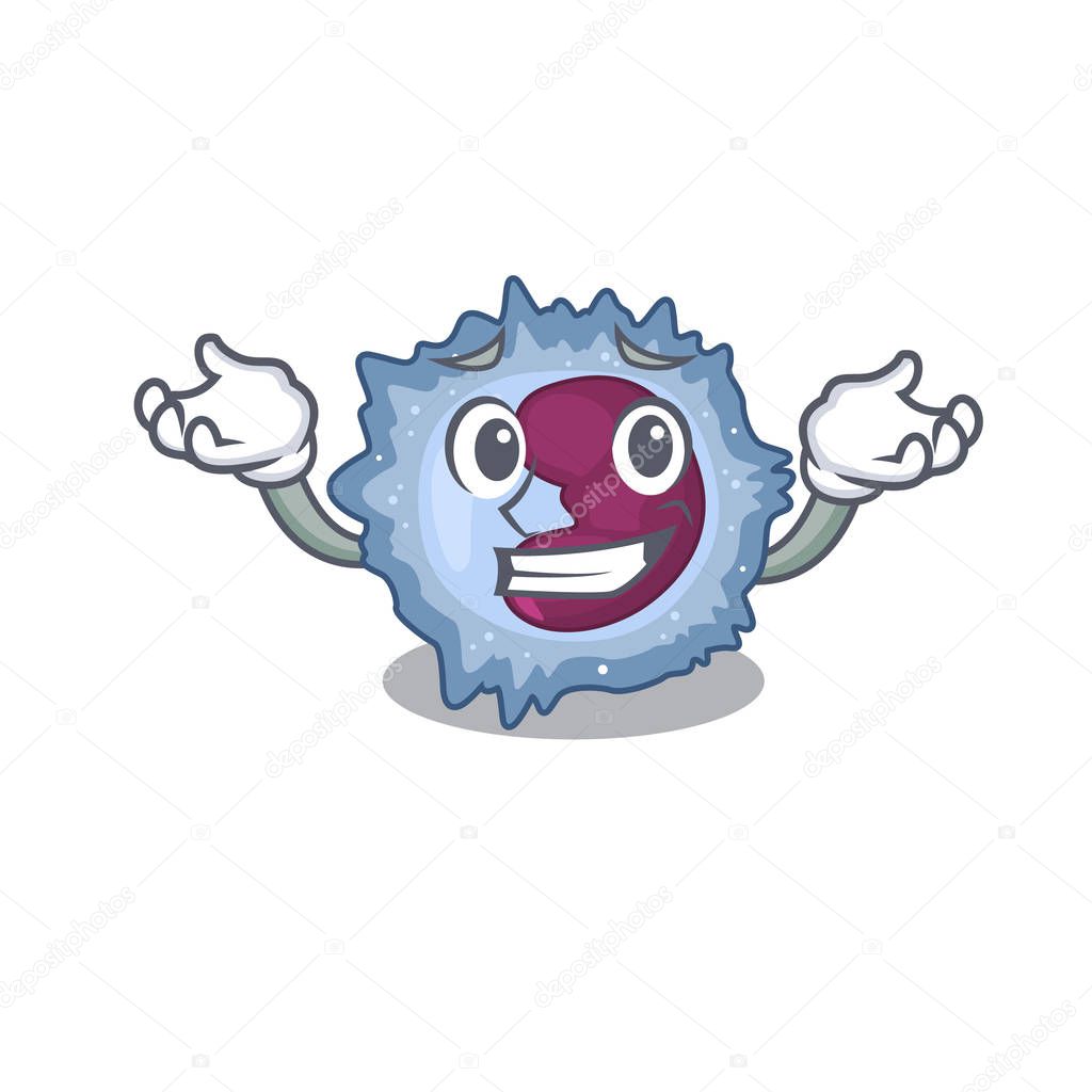 Super Funny Grinning monocyte cell mascot cartoon style