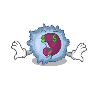 Mutlu zengin monosit hücre Para göz çizgi film karakteri tarzı