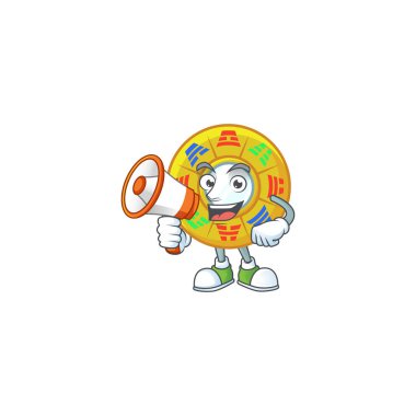 Feng Shui 'nin elinde megafon tutan havalı çizgi film karakteri.