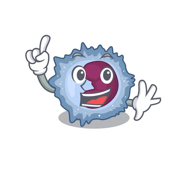 Una célula de monocito dedo en el estilo de personaje de dibujos animados mascota — Vector de stock