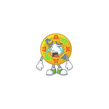 Üzücü Çin çemberi feng shui çizgi film maskotu tarzı