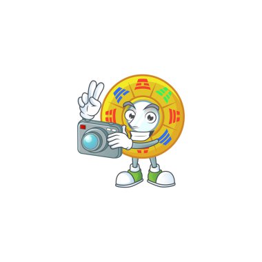 Havalı fotoğrafçı. Çince daire. Feng Shui karakteri. Kameralı.