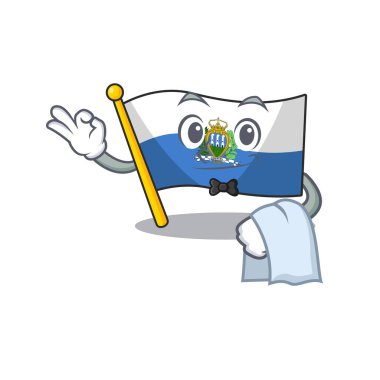 Tatlı bayrak San Marino Parşömen Karakteri Garson kılığında