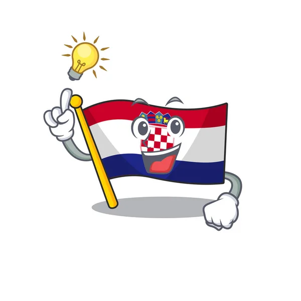 Ter uma ideia bandeira croatia Scroll desenho animado personagem —  Vetores de Stock