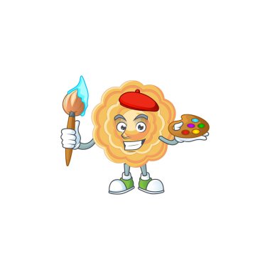 Akıllı Çinli ay çöreği ressamı fırçalı maskot ikonu