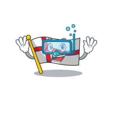 Maskot çizgi filminde bayrak faroe adası parşömeni dalgıç gözlüğü takıyor.