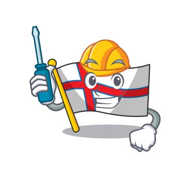 Akıllı otomotiv bayrağı faroe adası parşömeni çizgi film karakter tasarımı ile sunuldu