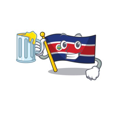 Mutlu bayrak costa rica Büyük bardak ile parşömen maskot tasarımı