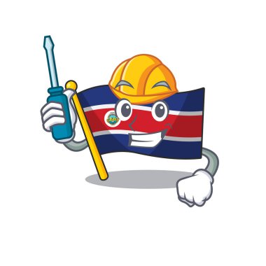 Akıllı otomotiv bayrağı costa rica Scroll çizgi film karakter tasarımında sunulmuştur