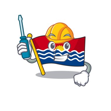 Akıllı otomotiv bayrağı kiribati Parşömeni çizgi film karakter tasarımında sunulmuştur