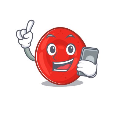 Telefonda konuşan eritrosit hücrenin çizgi film tasarımı