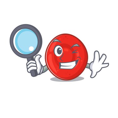 Havalı ve akıllı eritrosit hücre dedektif çizgi film maskotu tarzı