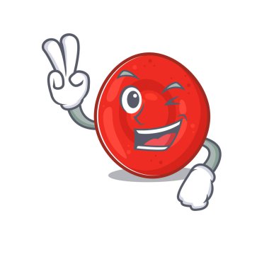 İki parmaklı eritrosit hücre çizgi film karakterinin gülen maskotu.