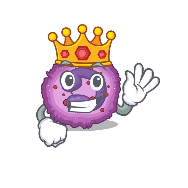 Oszałamiająca eozynofilowa komórka stylizowana Króla na kreskówkowym stylu maskotki — Wektor stockowy