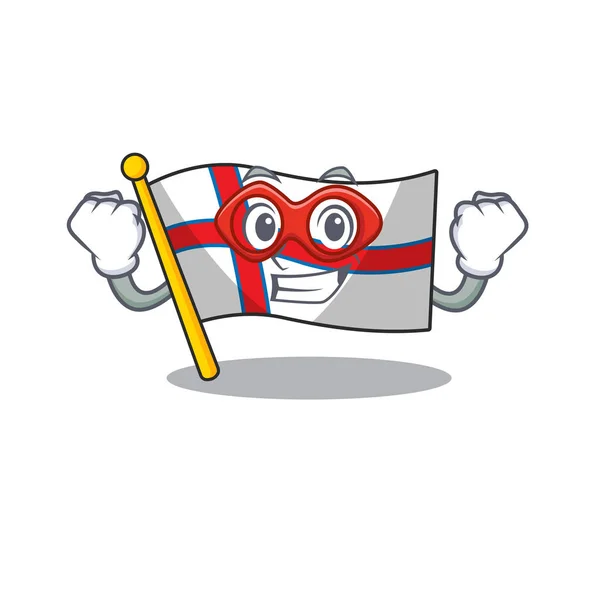 Obrázek vlajky Faerský ostrov Scroll oblečený jako Super hrdina — Stockový vektor