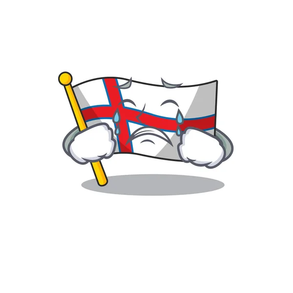 Triste drapeau pleurer faroe île Scroll dessin animé personnage design — Image vectorielle