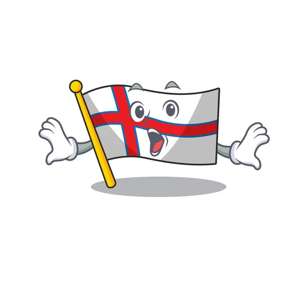 Flag Faroe Island Scroll Surprised gesture on cartoon character style — 스톡 벡터