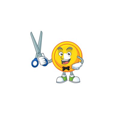 Havalı dost canlısı berber Çinli altın sikke çizgi film karakteri tarzı