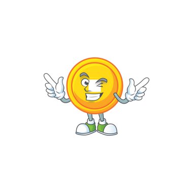 Komik yüzlü Çinli altın sikke çizgi film karakteri.