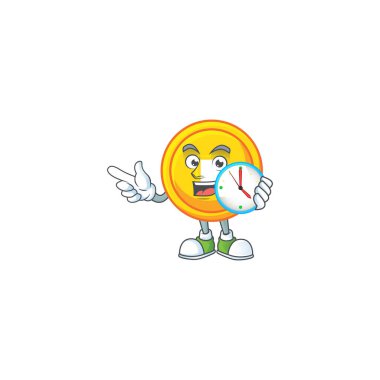 Çizgi film karakteri stili Çin altınının saati var.