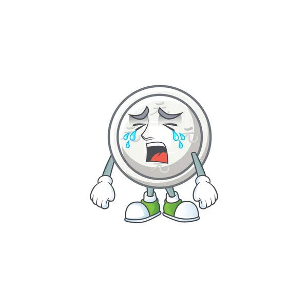 Sad of chinese silver coin cartoon mascot style — Stock Vector