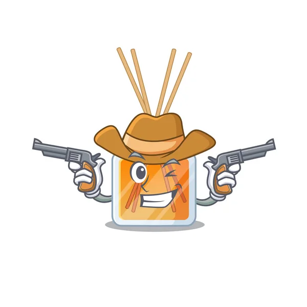 Air freshener sticks dressed as a Cowboy having guns — Stock Vector