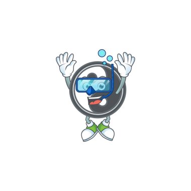 Yin Yang çizgi film karakteri. Dalış gözlüğü takıyor.