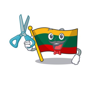 Smiley Funny Barber flag lithuania cartoon character design style
