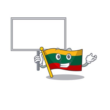 A cute picture of flag lithuania cute cartoon character bring a board
