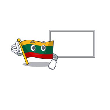 Thumbs up of flag lithuania cartoon design with board