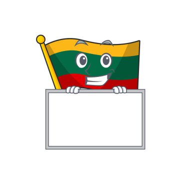 A cute picture of flag lithuania grinning with board