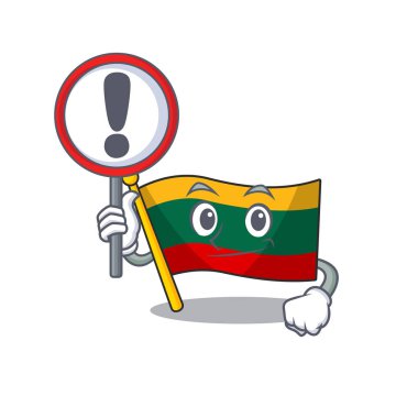 cool and funny flag lithuania raised up a sign