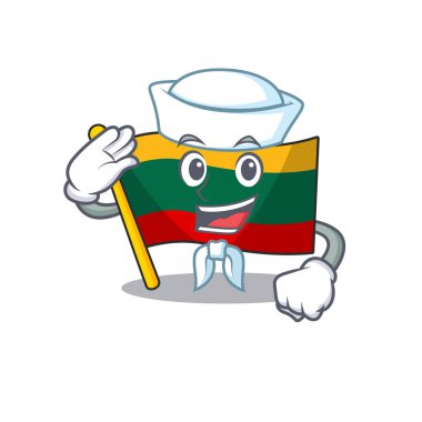 A mascot design of flag lithuania Sailor wearing hat