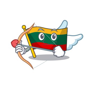 Romantic flag lithuania Cupid cartoon character with arrow and wings