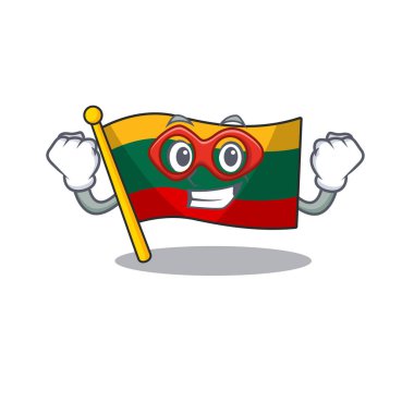 Smiley mascot of flag lithuania dressed as a Super hero