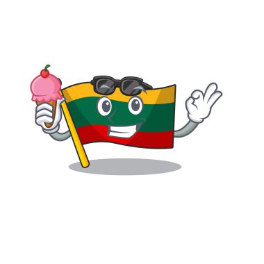 Flag lithuania mascot cartoon design with ice cream