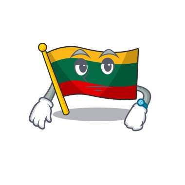 Bekleyen bir jest üzerine Litvanya bayrağının çizgi film karakteri tasarımı