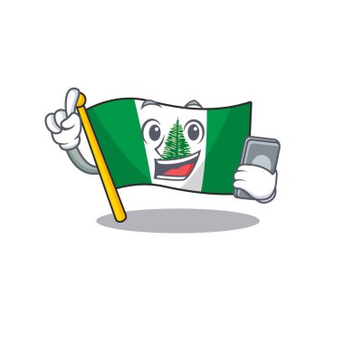 Norfolk adasının çizgi film dizaynı telefonda konuşuyor.