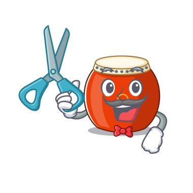 Gülen Komik Berber Çinli bateri çizgi film karakteri tasarım stili