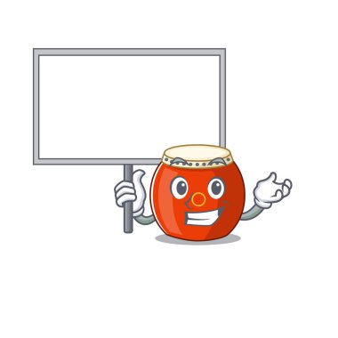 Çin davulunun şirin bir resmi Sevimli bir çizgi film karakteri bir tahta getir