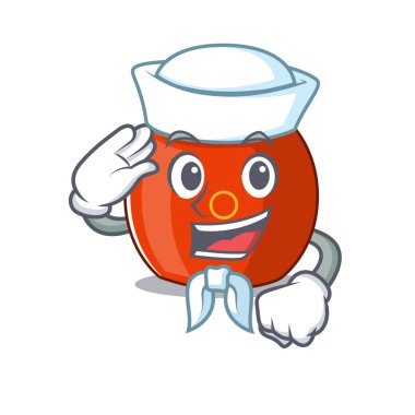 Çinli davulcu şapkası takan bir maskot tasarımı.