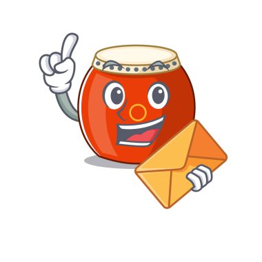 Zarflı neşeli Çin davul maskotu tasarımı