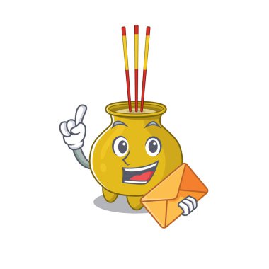 Neşeli Çin tütsü maskot tasarımı zarflı