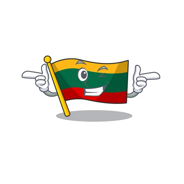 Maskot tecknad design av flagga lithuania med blint öga — Stock vektor