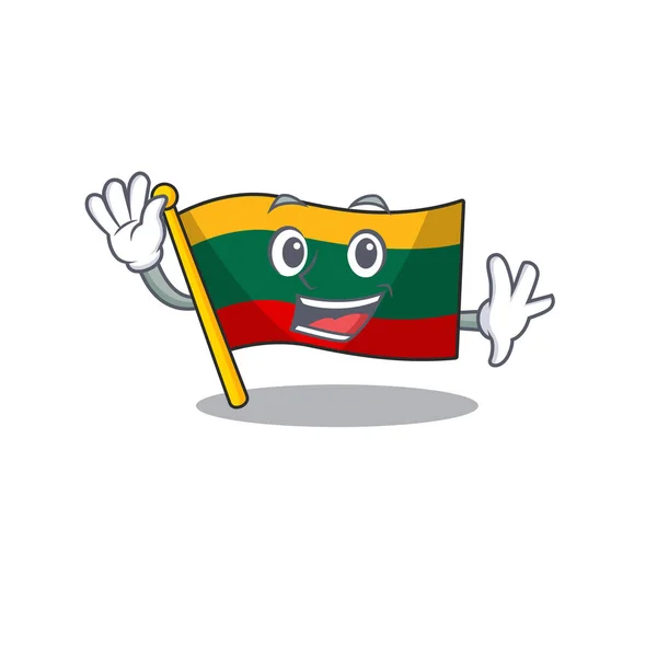 Acenando amigável bandeira lithuania desenho animado personagem — Vetor de Stock
