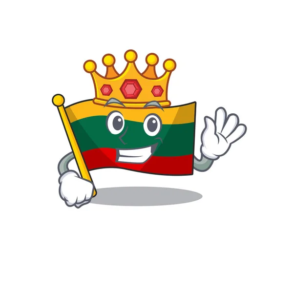 Um deslumbrante de lithuania bandeira estilizado do rei no estilo mascote desenhos animados —  Vetores de Stock