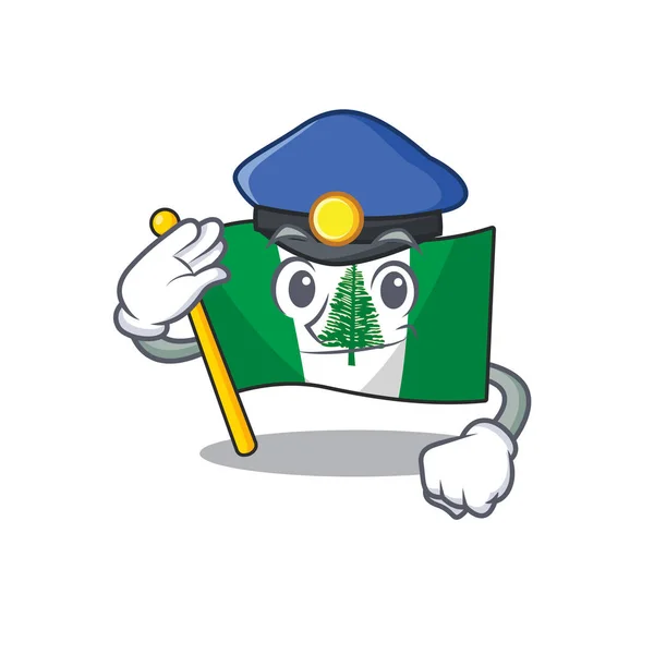 Flag norfolk island Cartoon mascot performed as a Police officer — 스톡 벡터