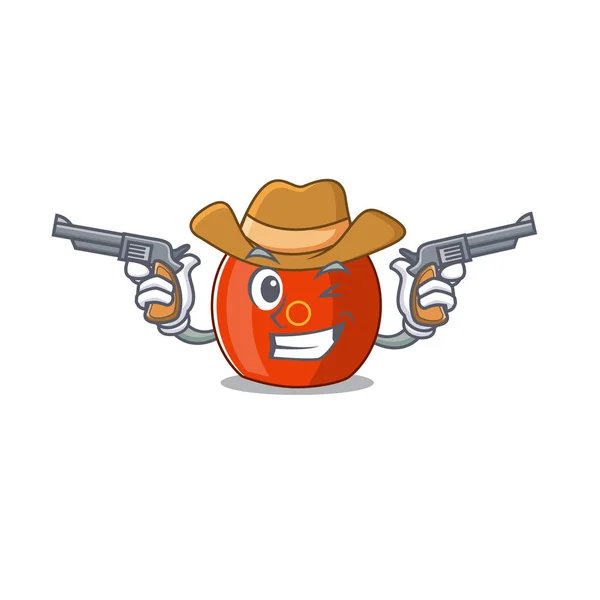 Tambor chino vestido como un vaquero con armas de fuego — Vector de stock