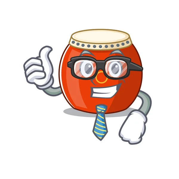 Cartoon character of Businessman chinese drum wearing glasses — 스톡 벡터
